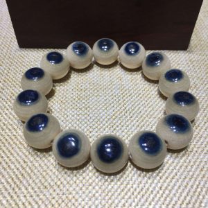 猛犸象牙16mm蓝眼睛手串手链1.6蓝皮手串
