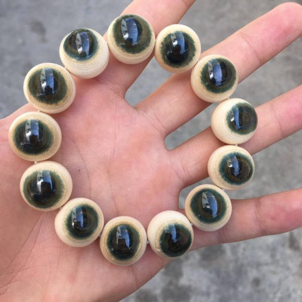 猛犸象牙18mm极品蓝眼睛手串带眼瞳