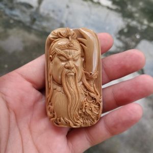 金亮大师猛犸象牙蓝皮咖啡关公牌子挂件