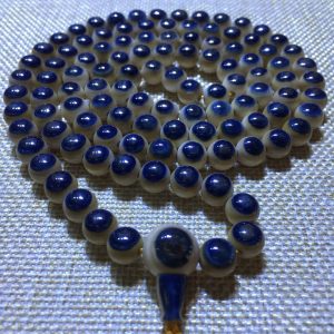 猛犸象牙8mm 108颗极品蓝皮蓝眼睛手串项链