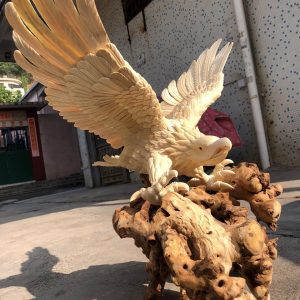 猛犸象牙大展宏图老鹰雕刻件大鹏展翅摆件