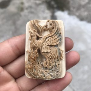 猛犸象牙咖啡材料雕刻凤凰牌子
