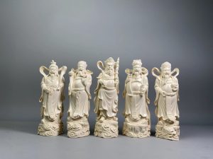 猛犸象牙五路财神雕刻摆件