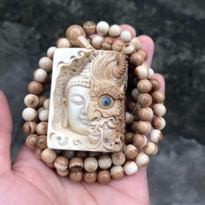 猛犸象牙双色一念之间牌子配阴阳手串